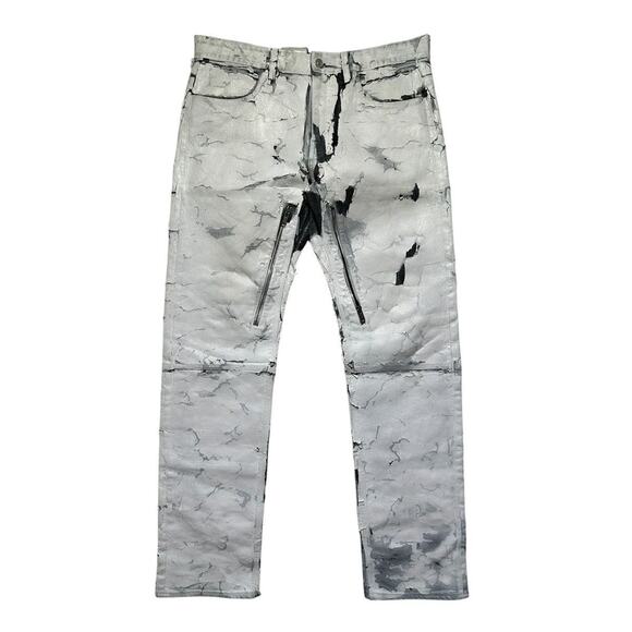 Crackled painted thigh zip denim - Picture 1 of 6